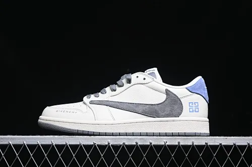 All categories Air Jordan Jordan series basketball shoes Air Jordan 1 Low high-end customized low-top sneakers Travis Scott x Fragment Design x Air Jordan 1 Low OG SP AJ1 Joe 1 Givenchy joint-beige blue tail low-top cultural casual sneakers LX1988-111